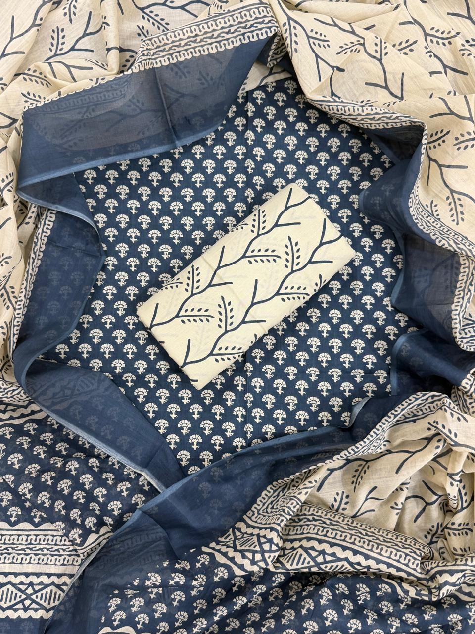 EXCLUSIVE HAND BLOCK PRINT PURE COTTON SUIT WITH COTTO MULMUL DUPATTA (MALYS254)