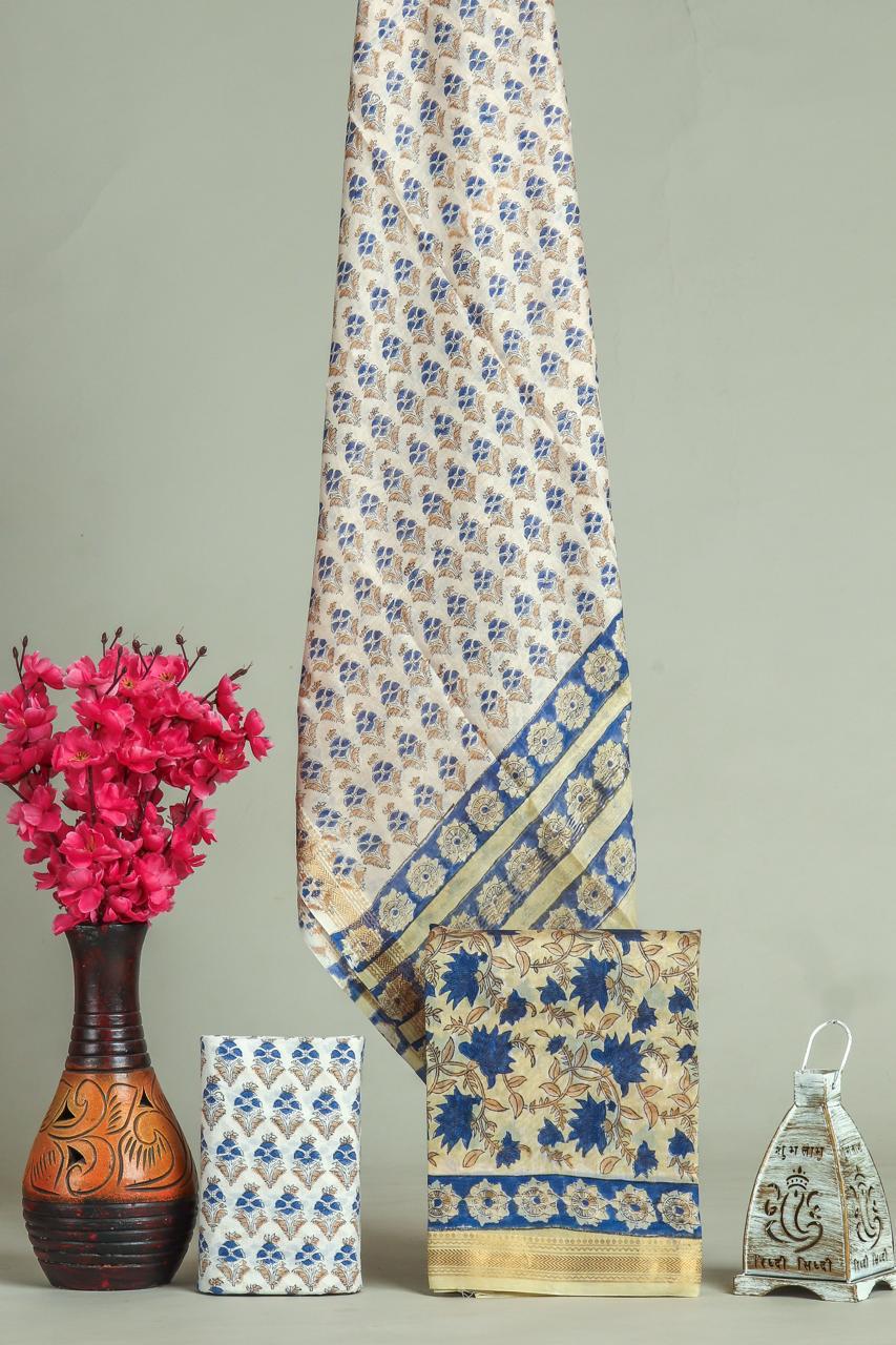 EXCLUSIVE HAND BLOCK PRINT MAHESHWARI SILK SUIT WITH MAHESHWARI SILK DUPATTA(MSLYS72)