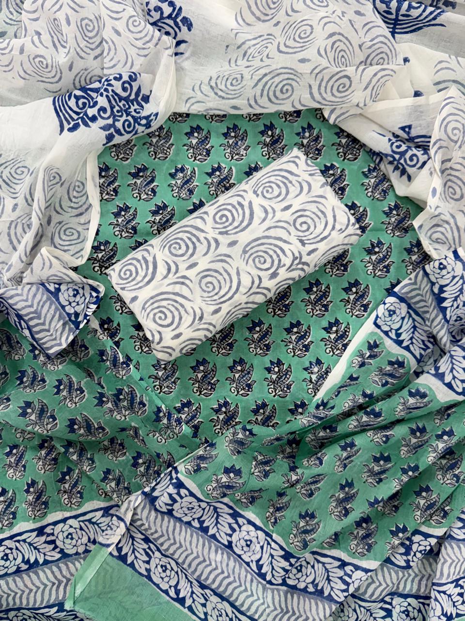 EXCLUSIVE HAND BLOCK PRINT PURE COTTON SUIT WITH COTTO MULMUL DUPATTA (MALYS127)
