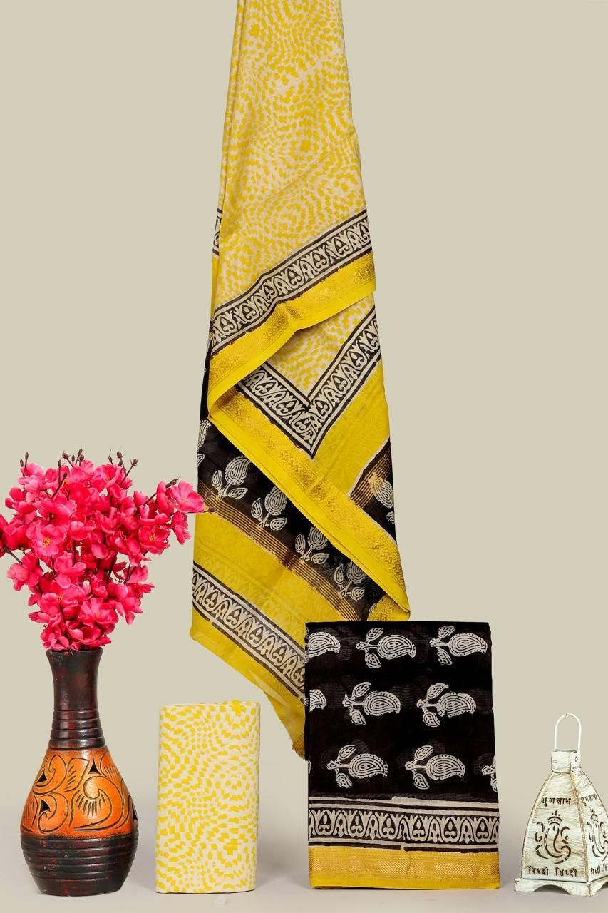 EXCLUSIVE HAND BLOCK PRINT MAHESHWARI SILK SUIT WITH MAHESHWARI SILK DUPPTA (MSLYS146)