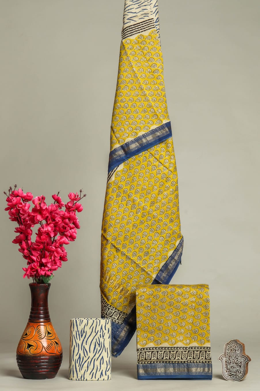YUVI STYLE HAND BLOCK PRINT MAHESHWARI SILK SUIT WITH MAHESHWARI SILK DUPATTA (MSLYS101