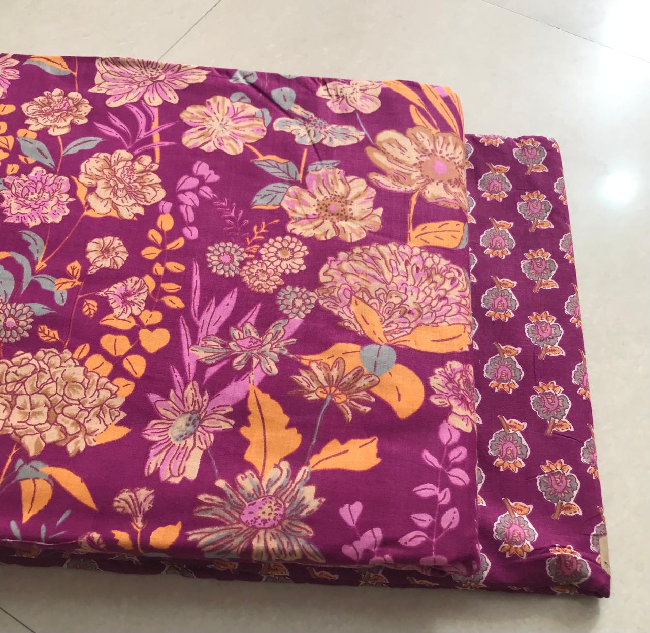 Traditional Hand block print Cotton top and bottom set (2PCYS20)