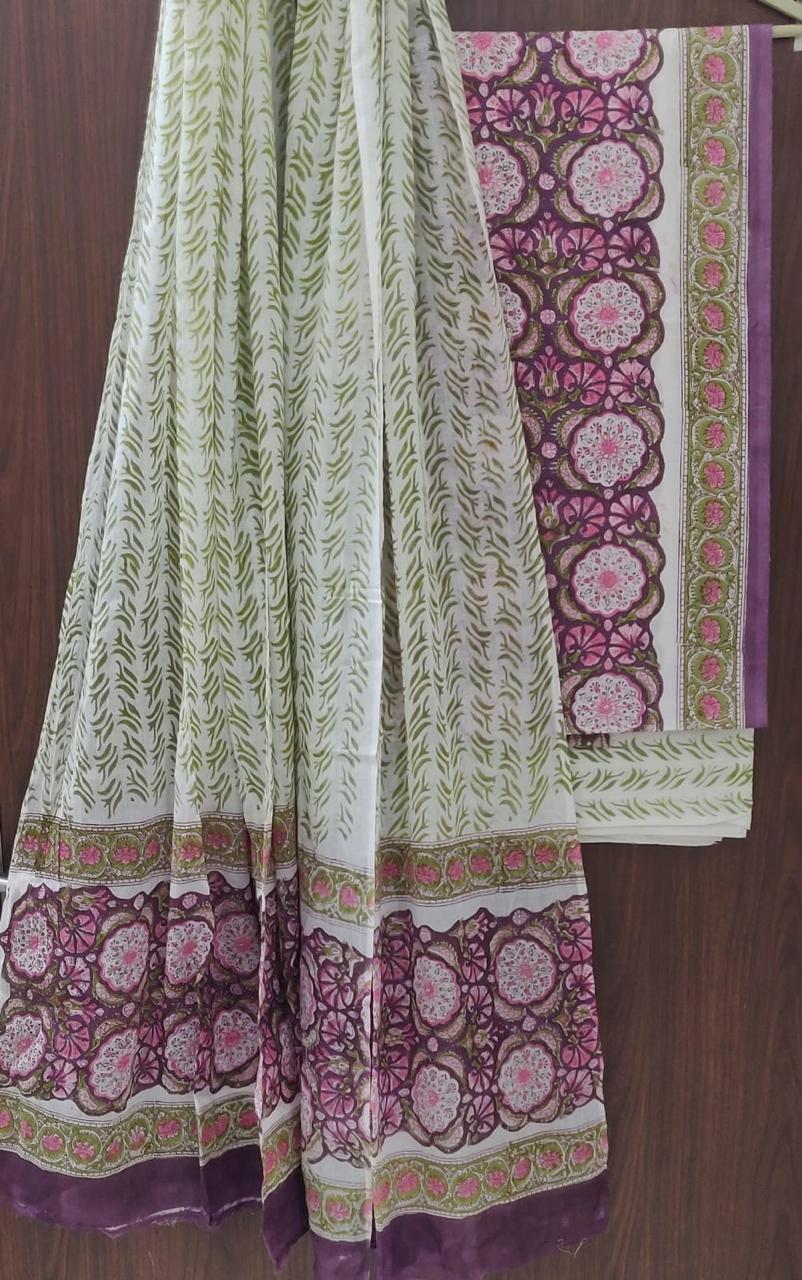 EXCLUSIVE HAND BLOCK PRINT PURE COTTON SUIT WITH COTTON MULMUL DUPATTA (MALYS109)