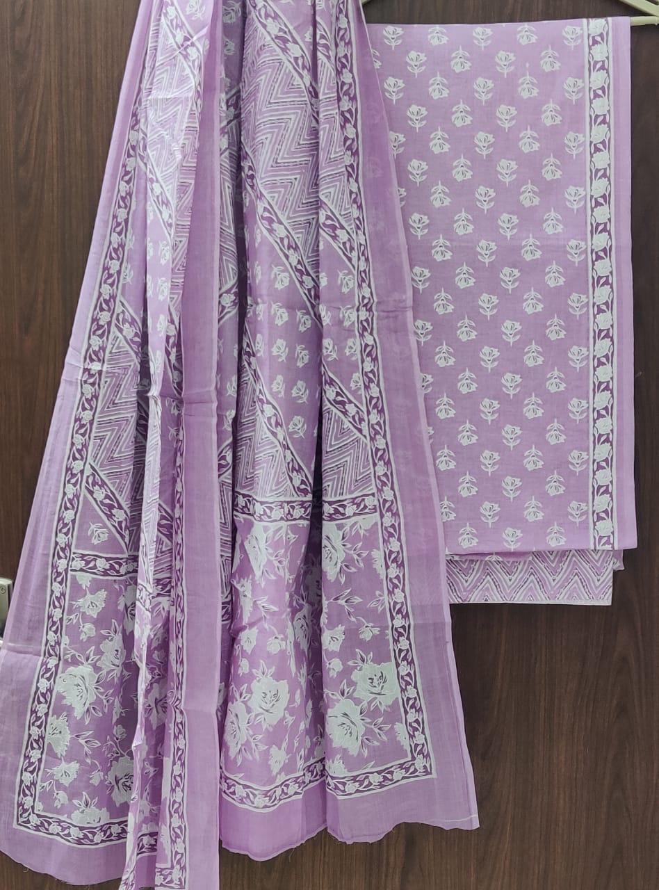 TRADITIONAL HAND BLOCK PRINT PURE COTTON SUIT WITH COTTON MULMUL DUPATTA( MALYS184)