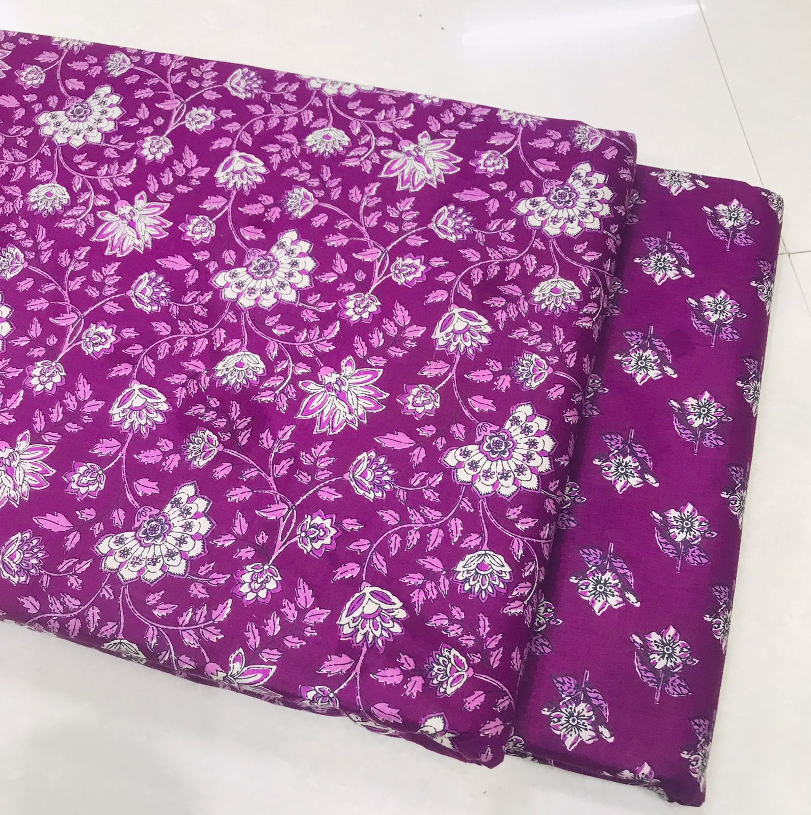 Traditional Hand block print Cotton top and bottom set (2PCYS67)