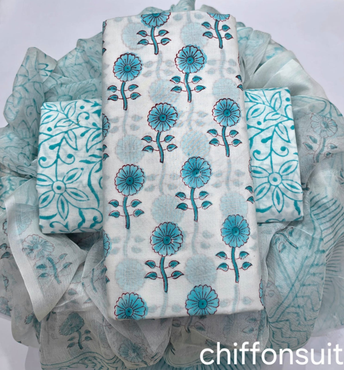 DESIGNER HAND BLOCK PRINT PURE COTTON SUIT WITH CHIFFON DUPATTA (PCHFYS146)
