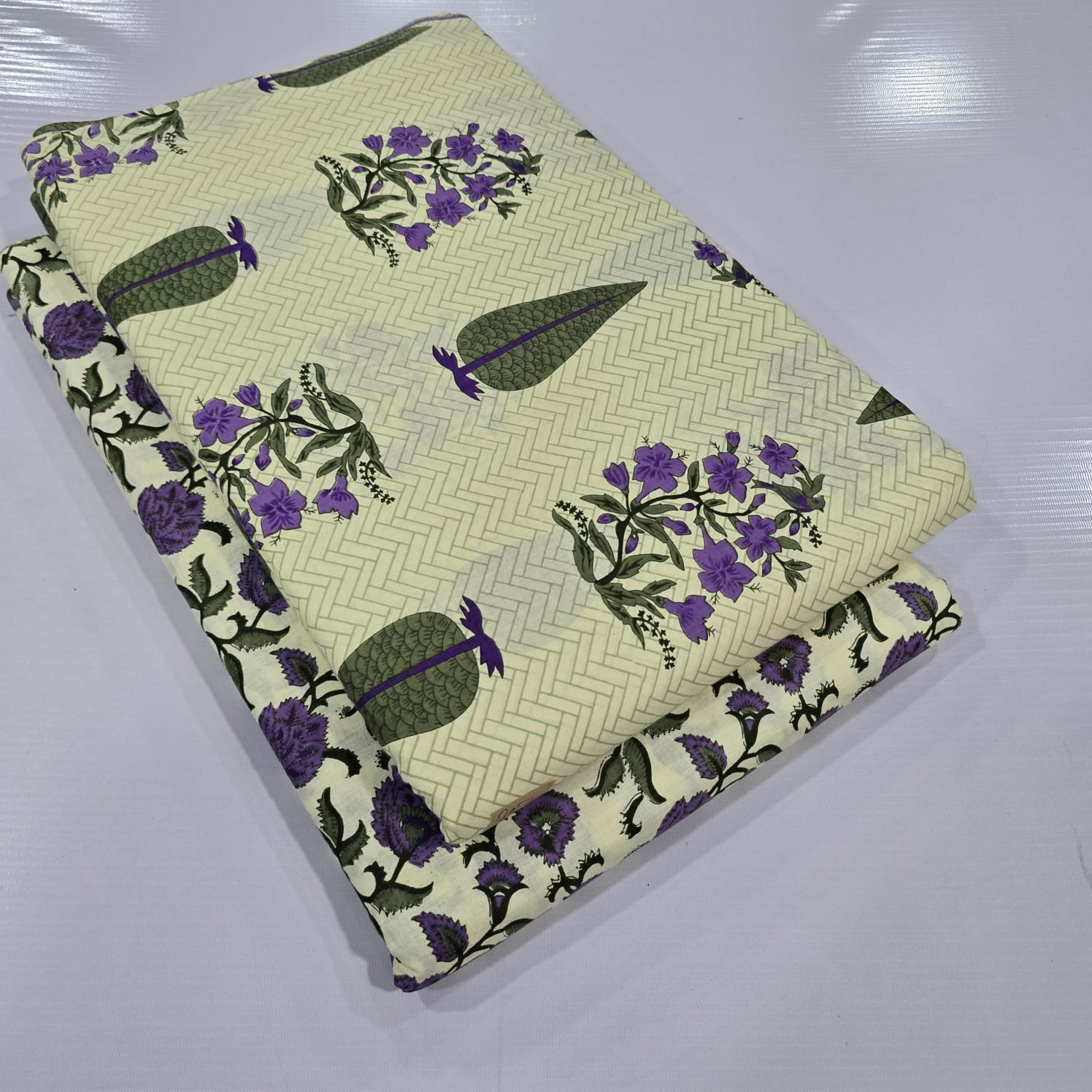 Traditional Hand block print Cotton top and bottom set (2PCYS82)