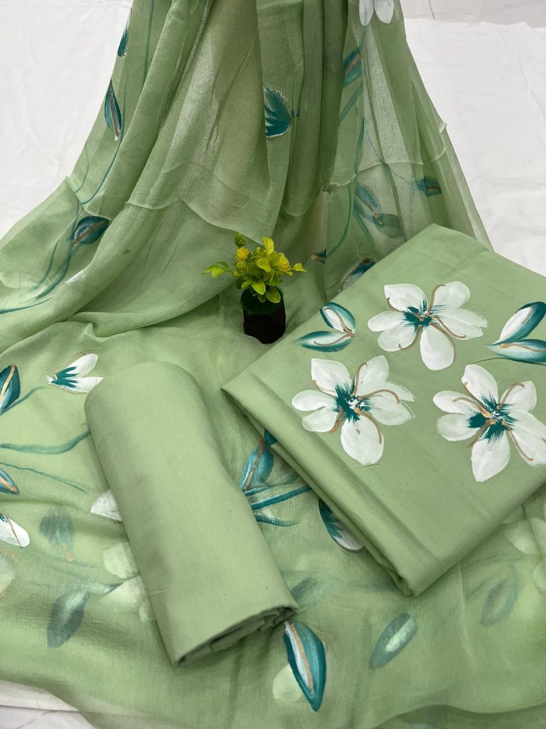 Designer Pure Cotton Suit with Chiffon Dupatta (PCHFYS16)