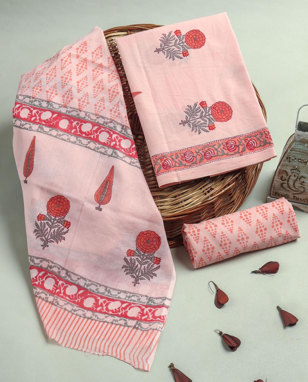 DESIGNER HAND BLOCK PRINT PURE COTTON SUIT WITH MULMUL DUPATTA(MALYS336)