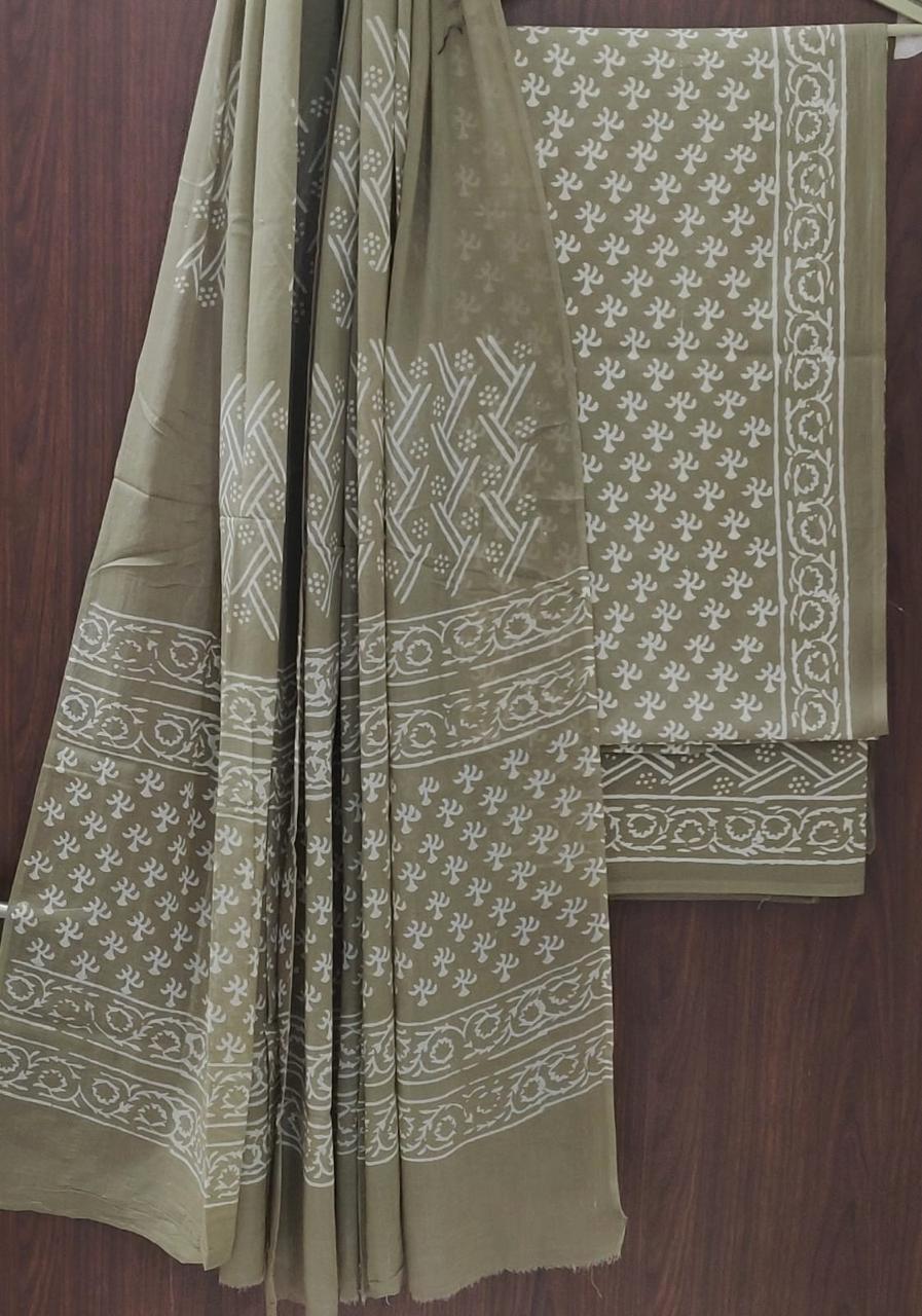 EXCLUSIVE HAND BLOCK PRINT PURE COTTON SUIT WITH COTTON MULMUL DUPATTA (MALYS197)