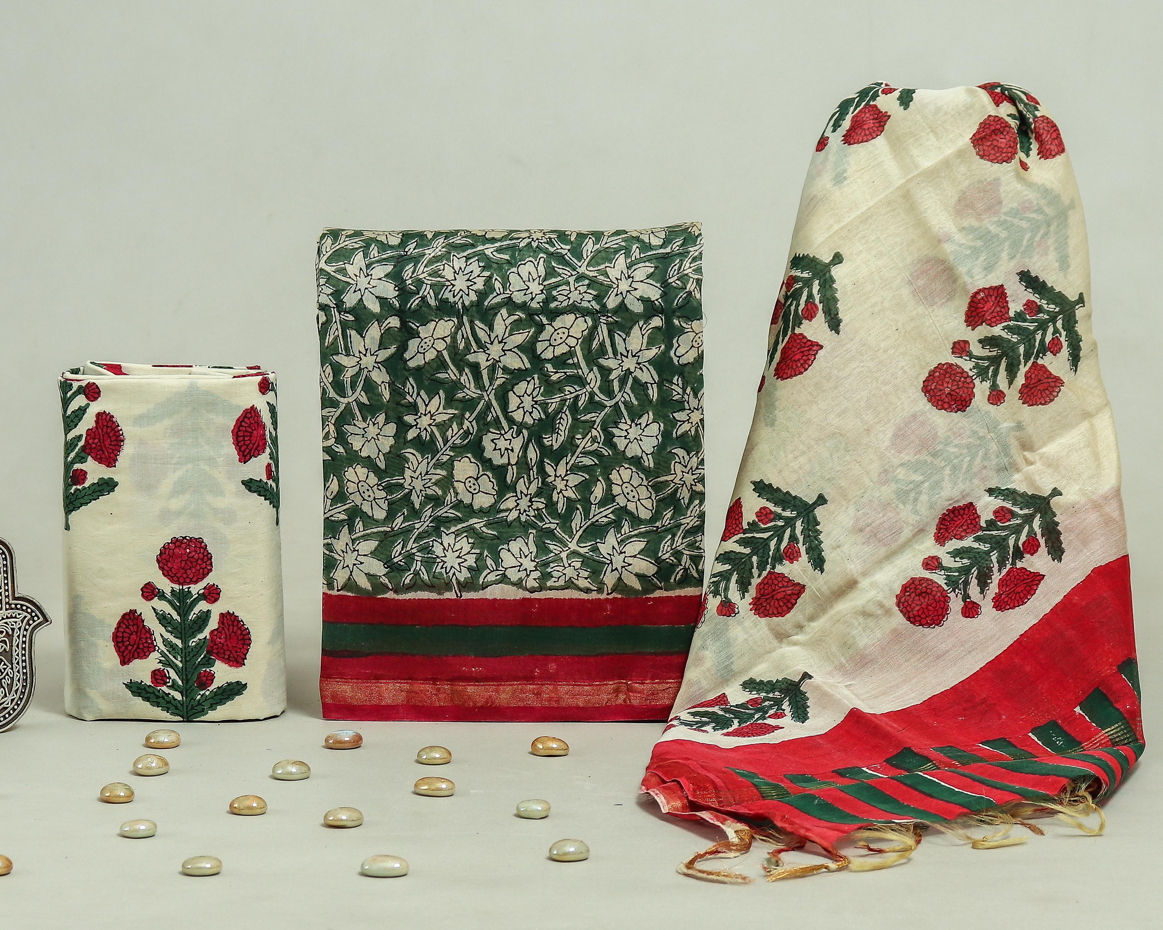 Designer Hand Block Print Chanderi Silk Suit set with Premium Chanderi Dupatta (CHDYS24)