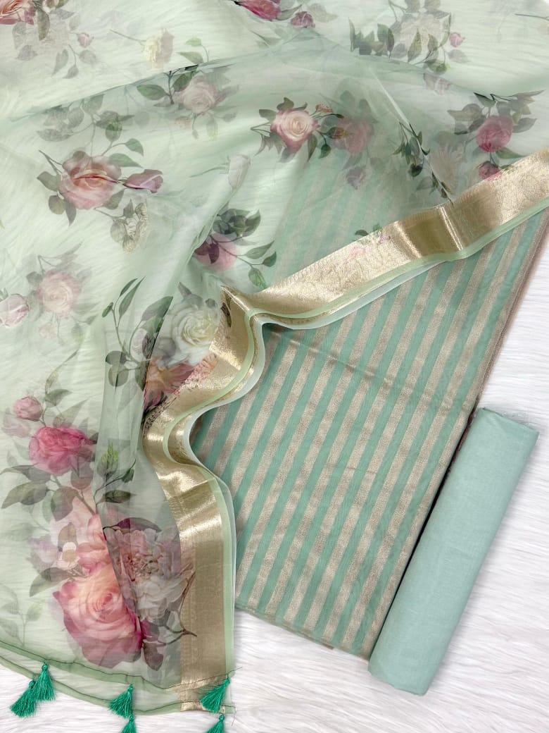 Exclusive Banarasi Cotton Chanderi Suit With Dupatta Digital Print (BDPSYS03)
