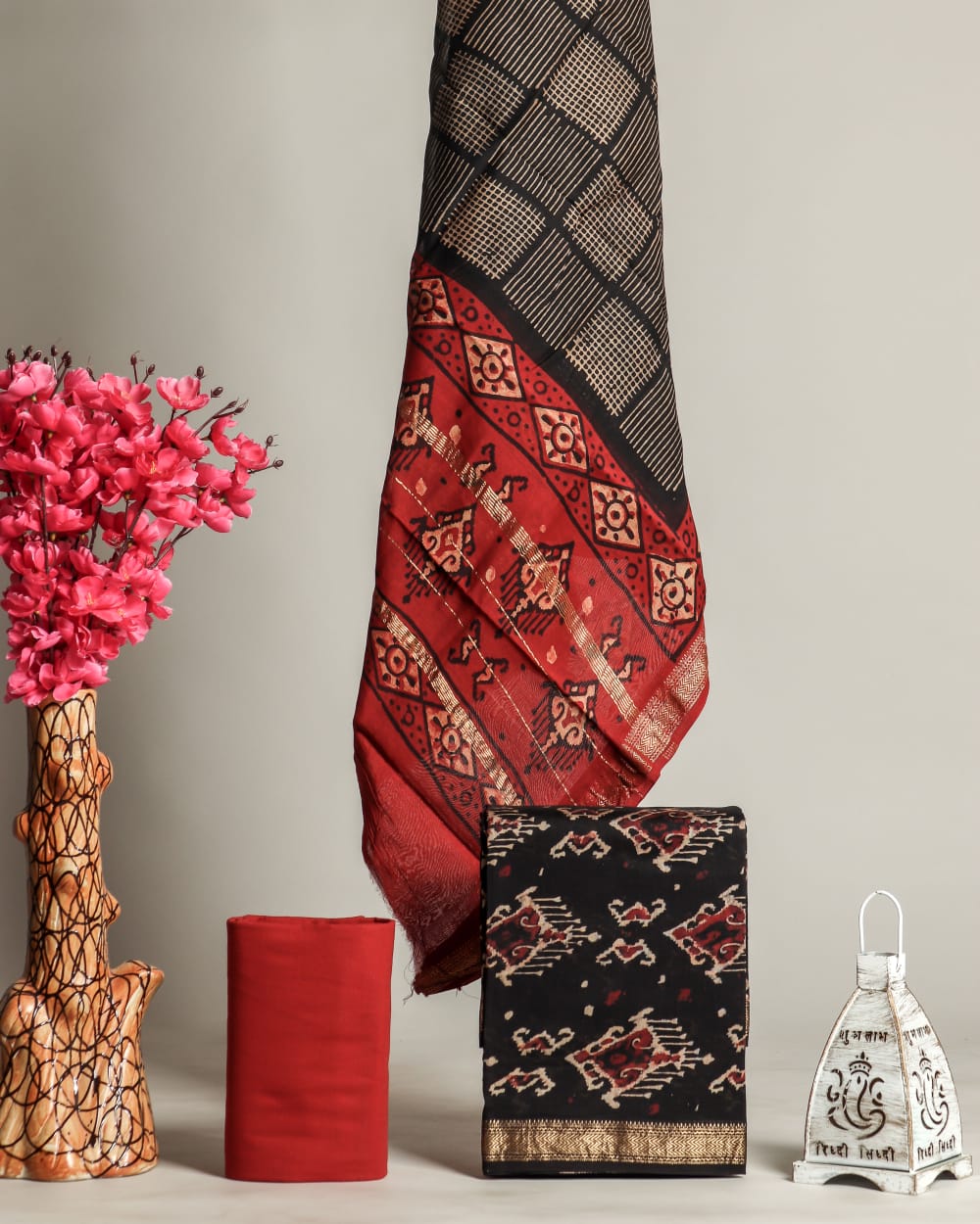 TRADITIONAL HAND BLOCK PRINT MAHESHWARI SILK SUIT WITH MAHESHWARI SILK DUPATTA (MSLYS174)