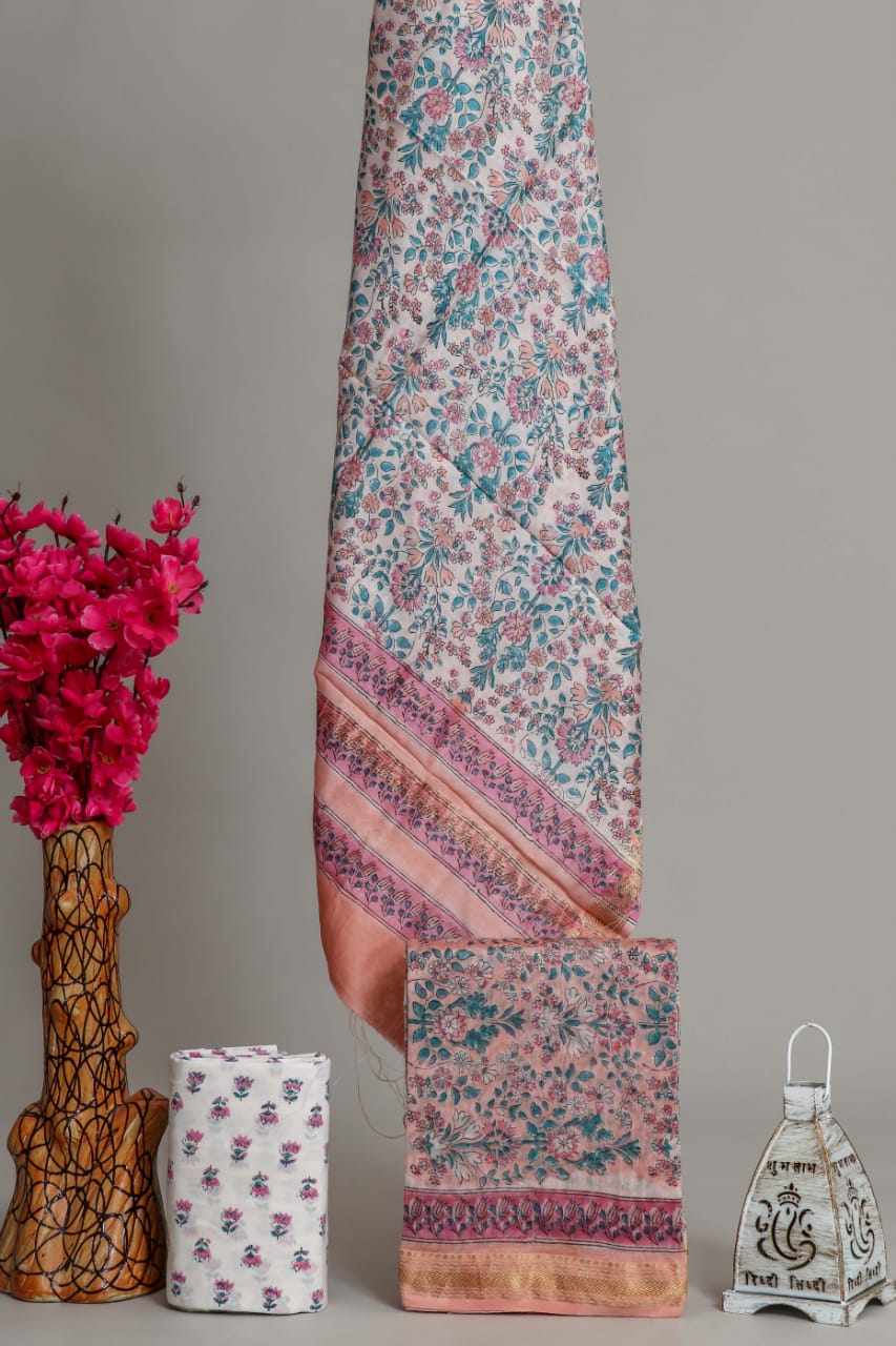 EXCLUSIVE HAND BLOCK PRINT MAHESHWARI SILK SUIT WITH MAHESHWARI SILK DUPPTA (MSLYS167)