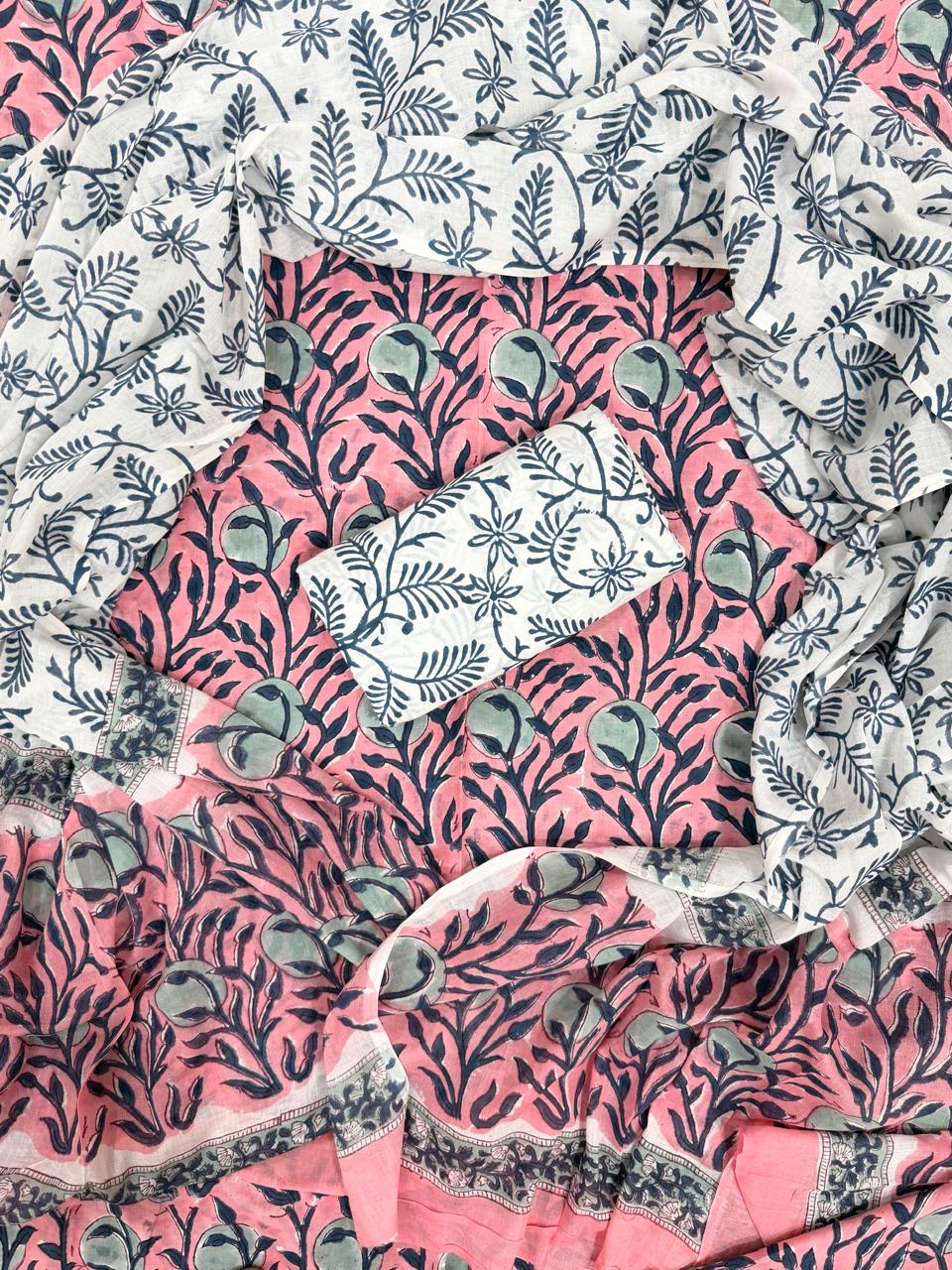 YUVI STYLE HAND BLOCK PRINT PURE COTTON SUIT WITH COTTO MMUL DUPATTA (MALYS151)