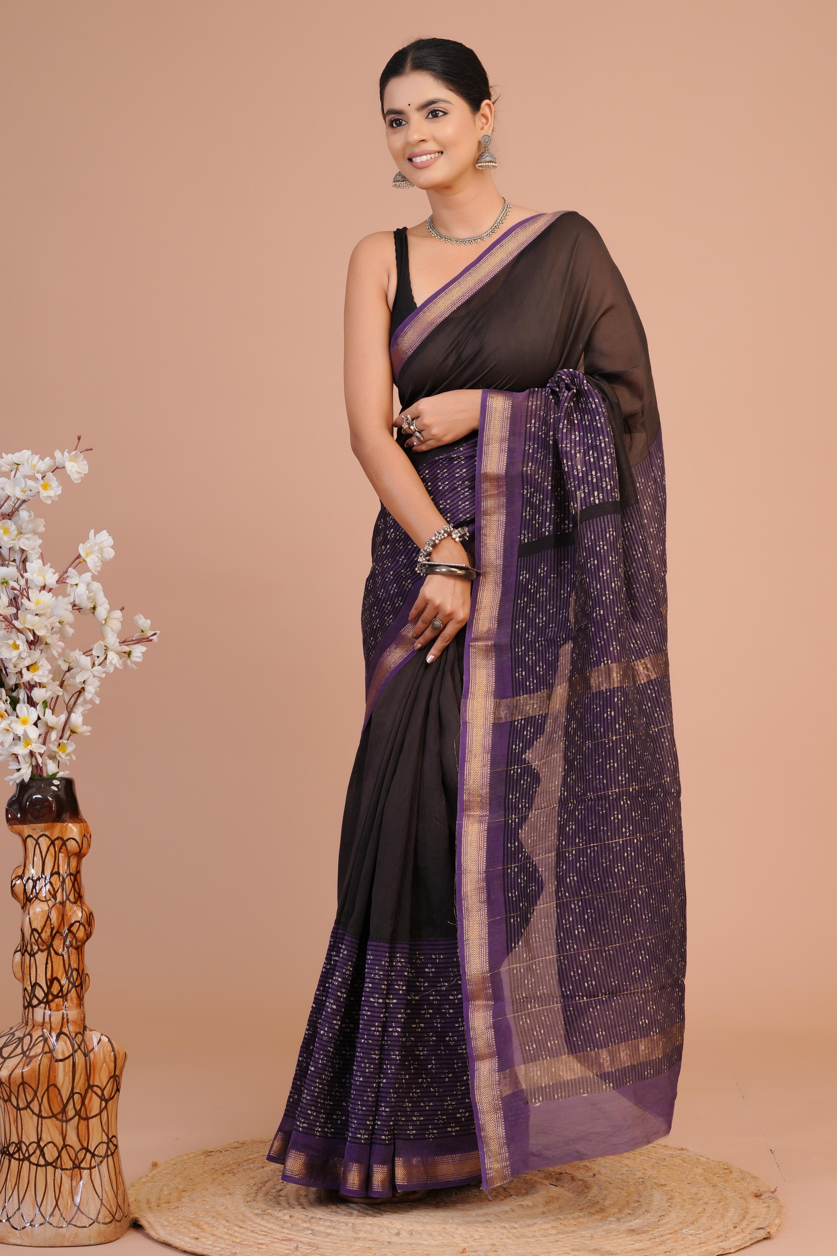 EXCLUSIVE HAND BLOCK PREMIUM MAHESWARI SILK SAREE ( MSYS23)