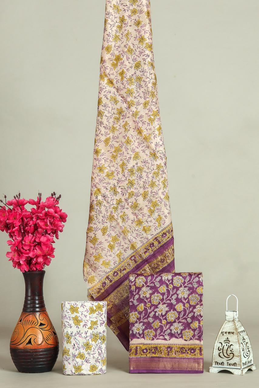 EXCLUSIVE HAND BLOCK PRINT MAHESHWARI SILK SUIT WITH MAHESHWARI SILK (MSLYS96)