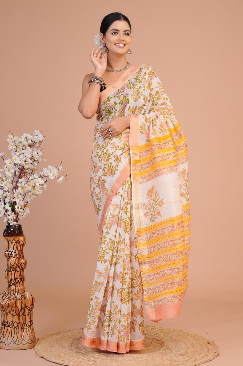 EXCLUSIVE HAND BLOCK PREMIUM MAHESWARI SILK SAREE ( MSYS05)
