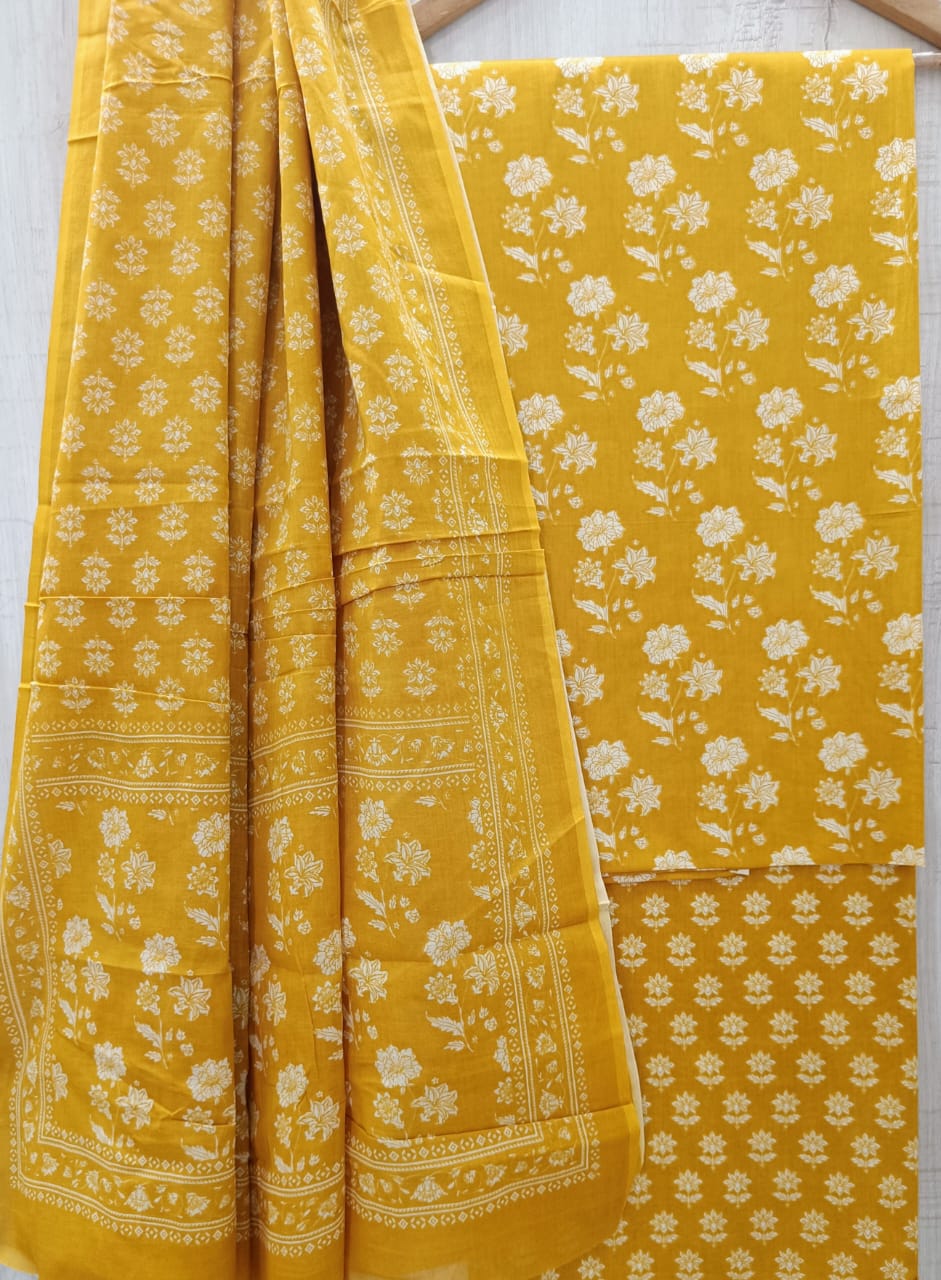 DESIGNER HAND BLOCK PRINT PURE COTTON SUIT WITH MULMUL DUPATTA (MALYS108)