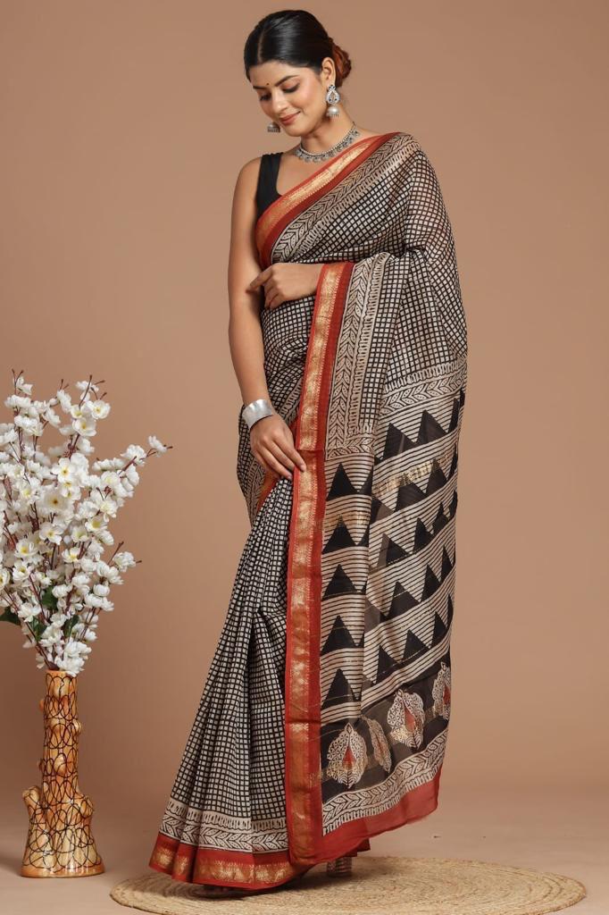 EXCLUSIVE HAND BLOCK PREMIUM MAHESWARI SILK SAREE ( MSYS33)