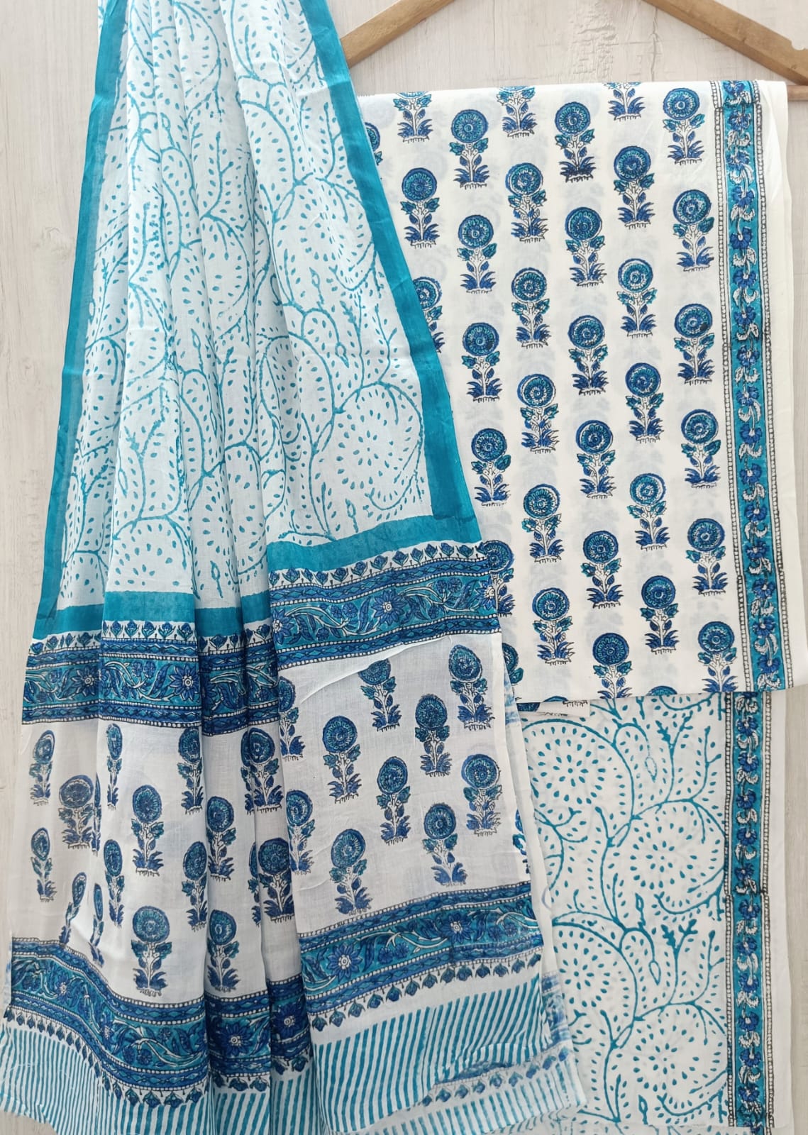 YUVI STYLE HAND BLOCK PRINT PURE COTTON SUIT WITH COTTO MULMUL DUPATTA (MALYS247)