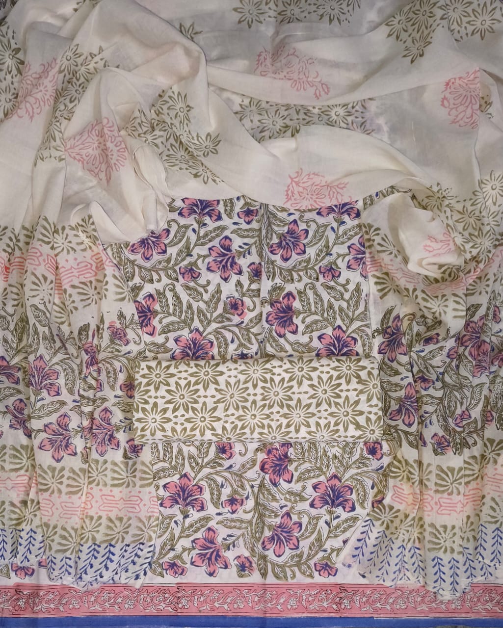 EXCLUSIVE HAND BLOCK PRINT PURE COTTON SUIT WITH COTTON MULMUL DUPATTA (MALYS199)