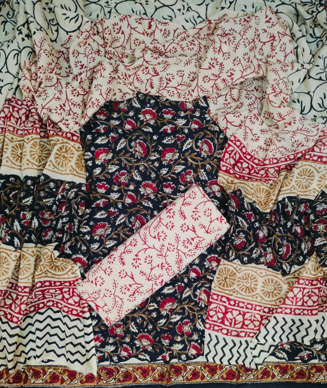 EXCLUSIVE HAND BLOCK PRINT PURE COTTON SUIT WITH COTTO MULMUL DUPATTA (MALYS127)