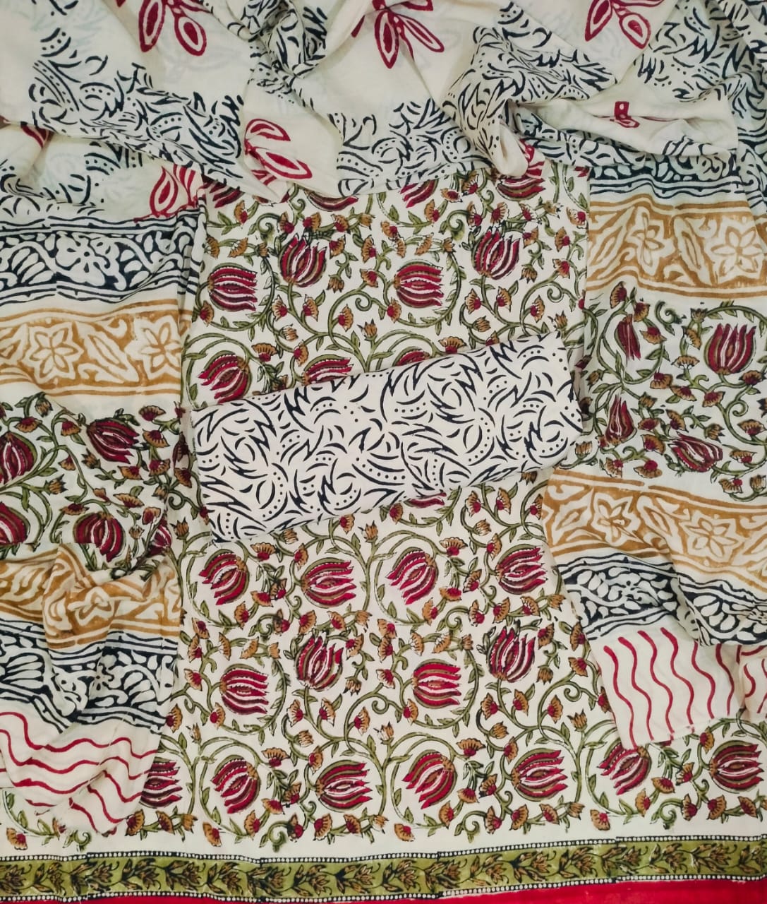 Designer Hand Block Print Pure Cotton Suit with Cotton Mulmul Dupatta (MALYS20)