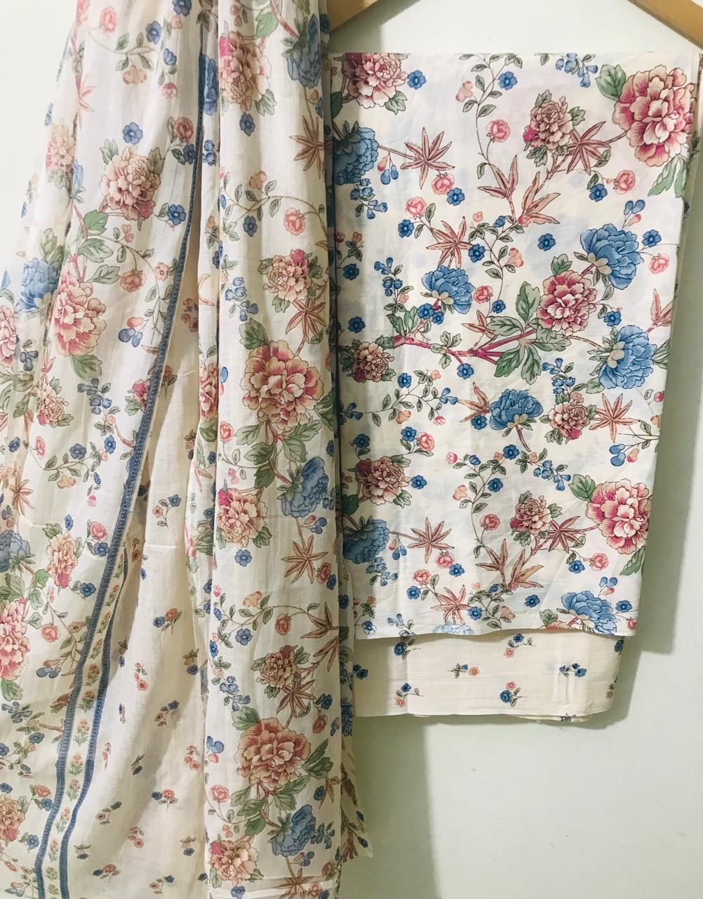 EXCLUSIVE HAND BLOCK PRINT PURE COTTON SUIT WITH COTTO MULMUL DUPATTA (MALYS244)