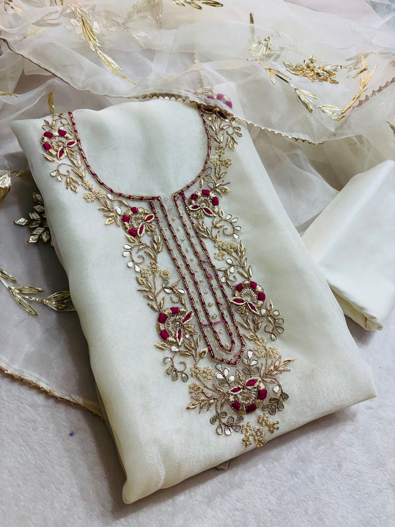 Tissue organza fabric kurta with zardogi handwork (TOZ02)