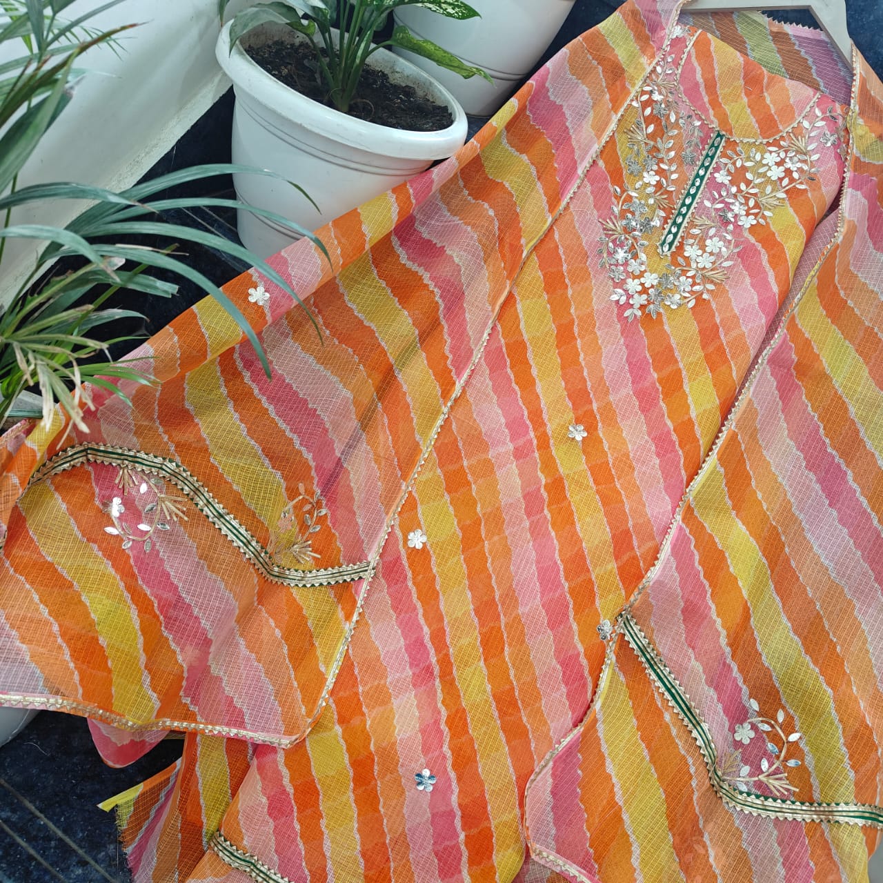 YUVI STYLE FULL KOTA DORIYA TOP AND DUPTTA SUIT WITH GOTA PATTI WORK (FKDYS94)