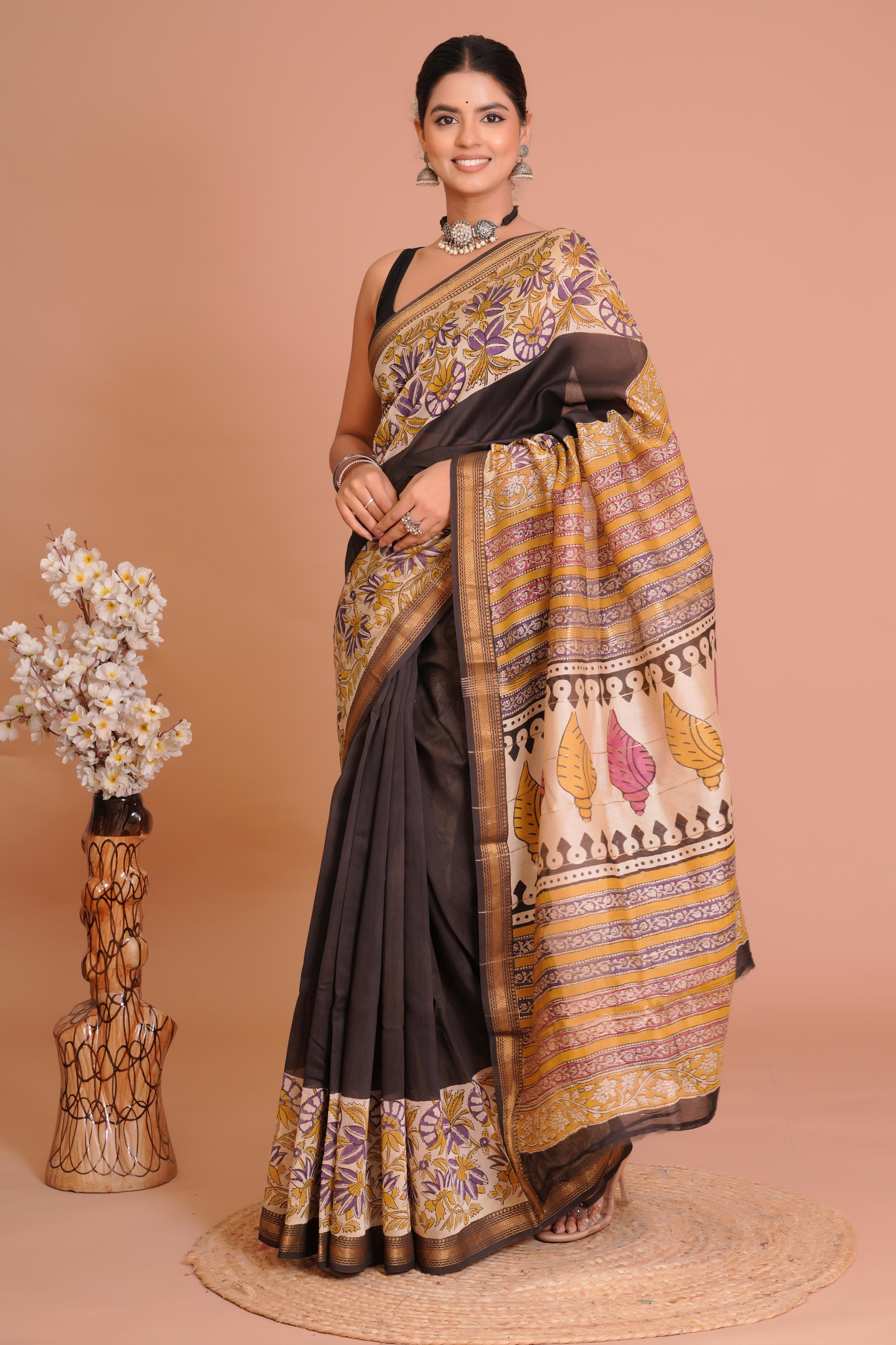 EXCLUSIVE HAND BLOCK PREMIUM MAHESWARI SILK SAREE (MSYS26)