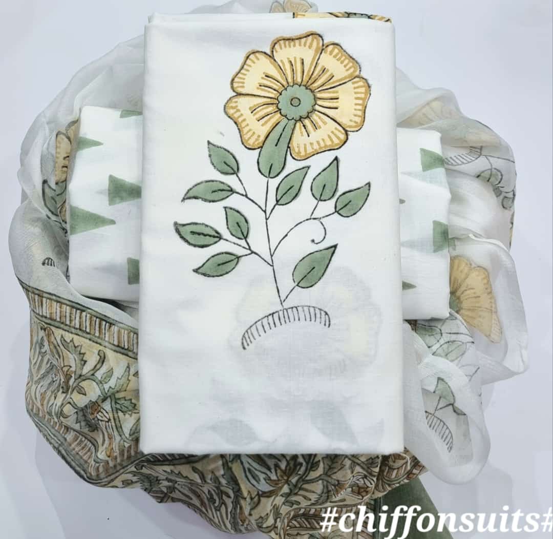 DESIGNER PURE COTTON SUIT WITH CHIFFON DUPATTA (PCHFYS101)