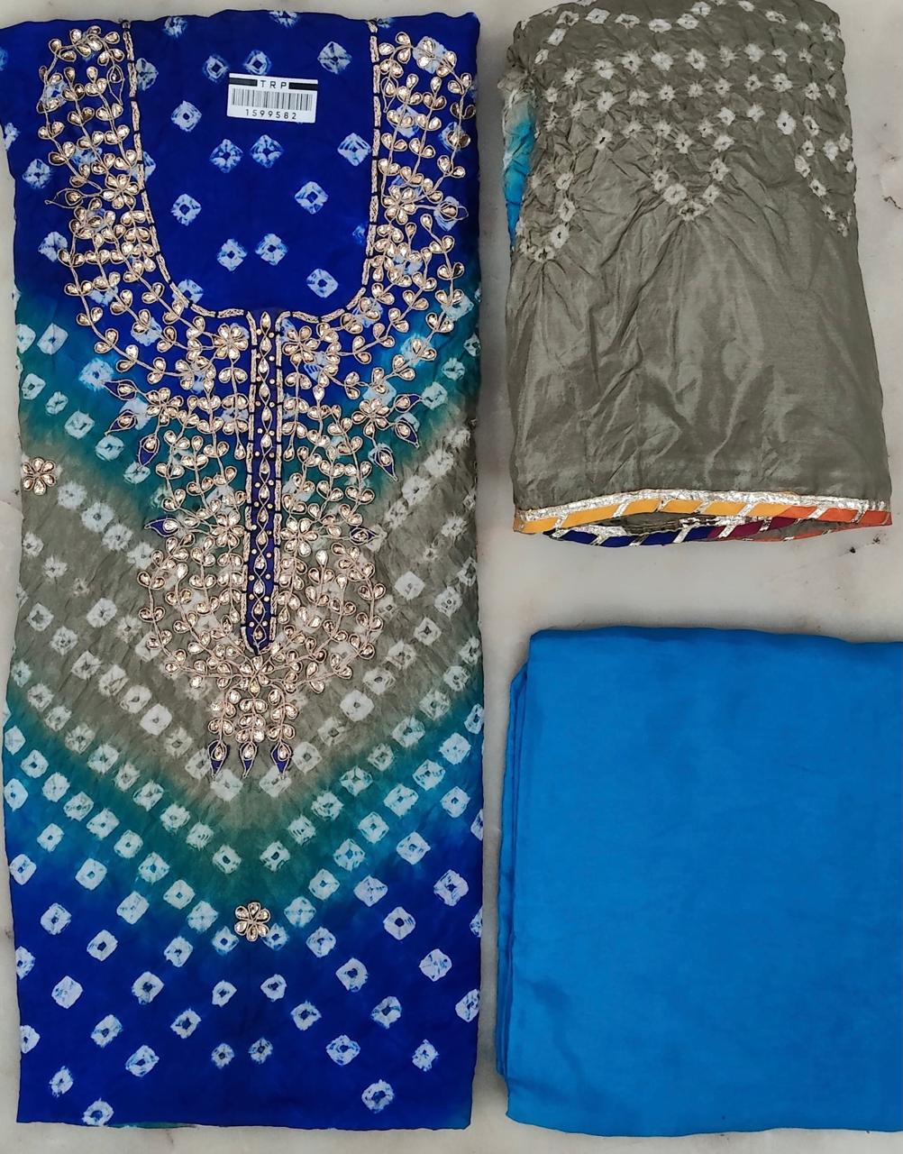Exclusive Tapeta Silk Suit With Multi Colour Bandhani Dupatta (TSMB35)