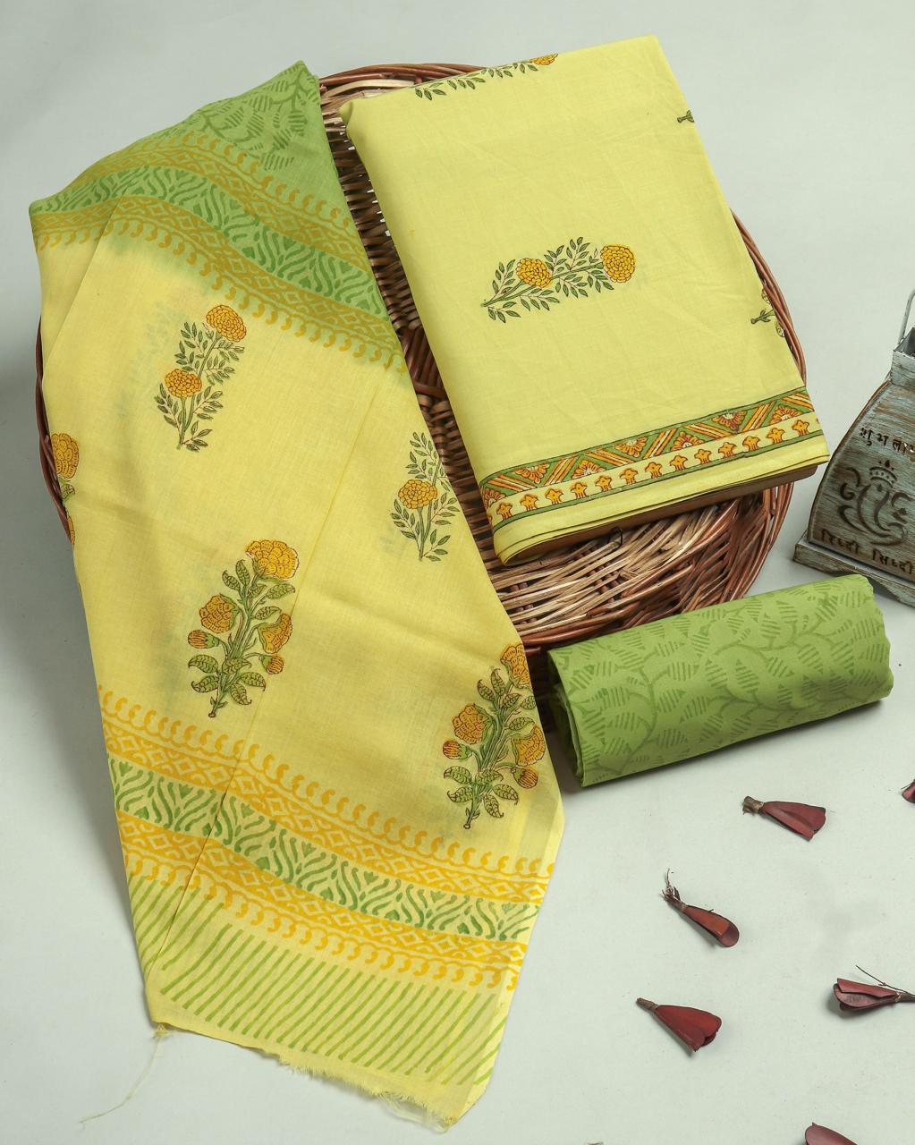 EXCLUSIVE HAND BLOCK PRINT PURE COTTON SUIT WITH MULMUL DUPATTA (MALYS315)