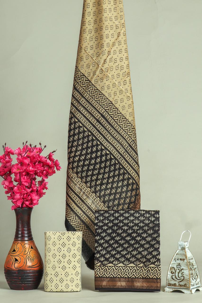 EXCLUSIVE HAND BLOCK PRINT MAHESHWARI SILK SUIT WITH MAHESHWARI SILK (MSLYS91)