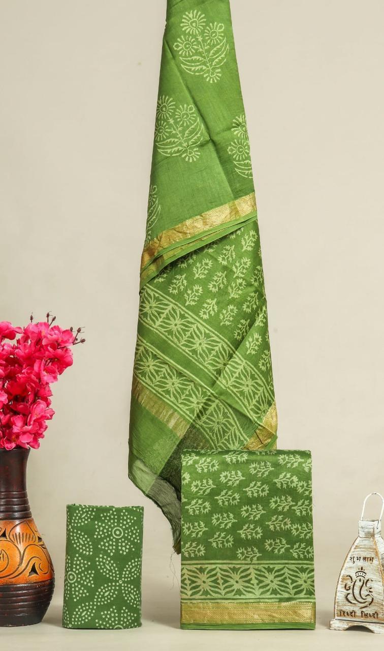 EXCLUSIVE HAND BLOCK PRINT MAHESHWARI SILK SUIT WITH MAHESHWARI SILK DUPPTA (MSLYS87)