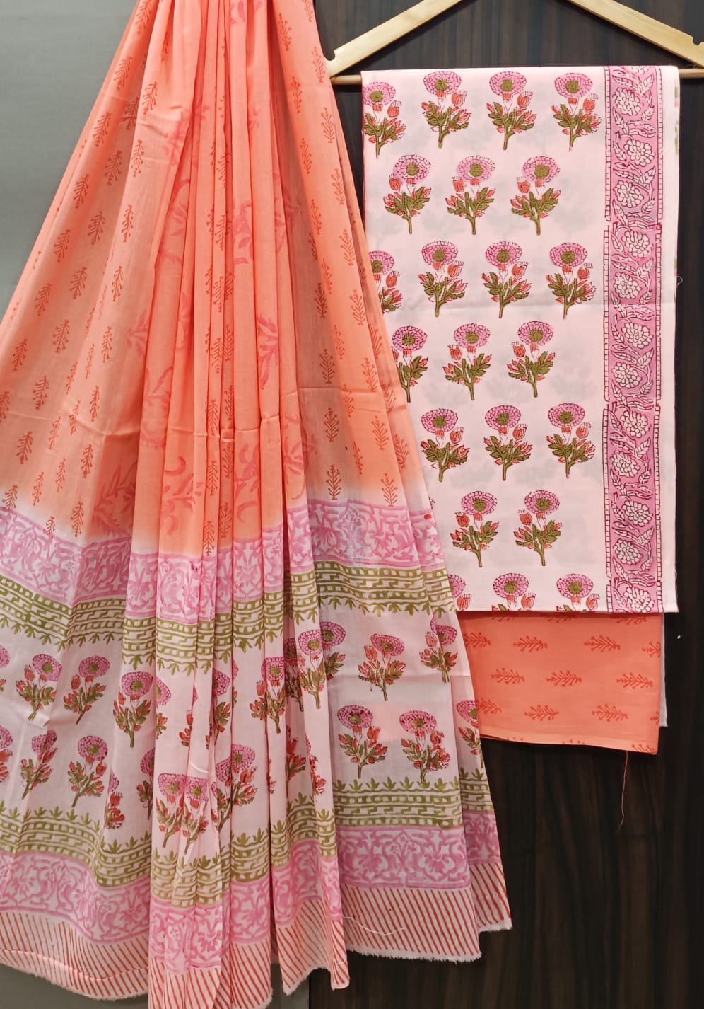 Designer Hand Block Print Pure Cotton Suit with Mulmul Dupatta (MALYS06)