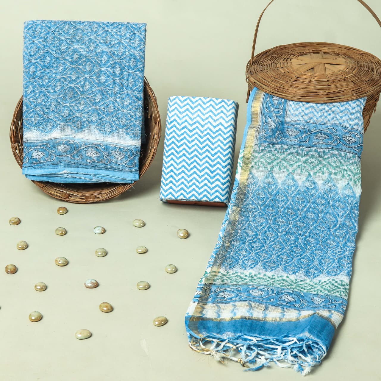 ELEGANT HAND PRINT KOTA DORIA SUIT SET ( FKDYS22)