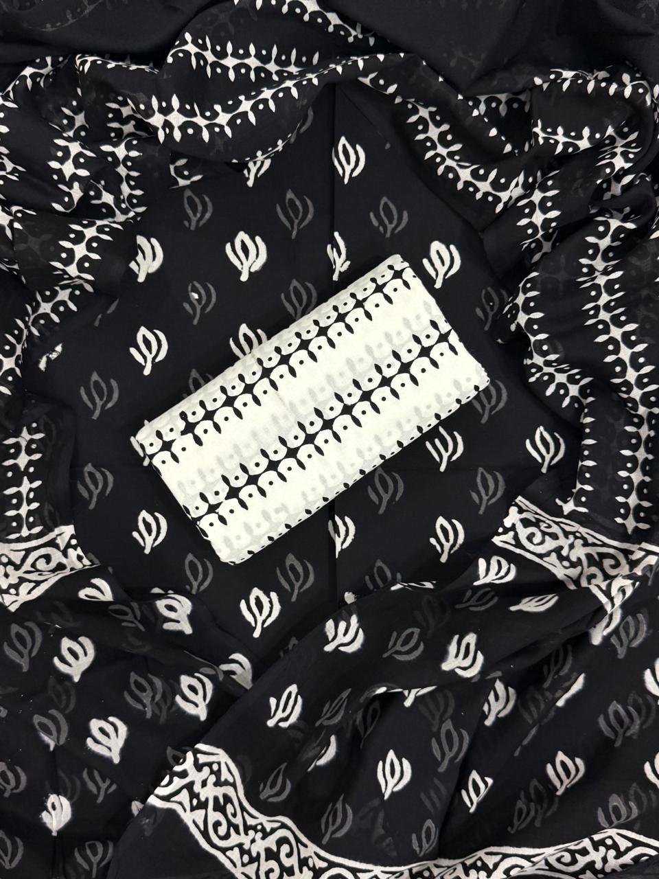 DESIGNER HAND BLOCK PRINT PURE COTTON SUIT WITH COTTON MULMUL DUPATTA(MALYS35)
