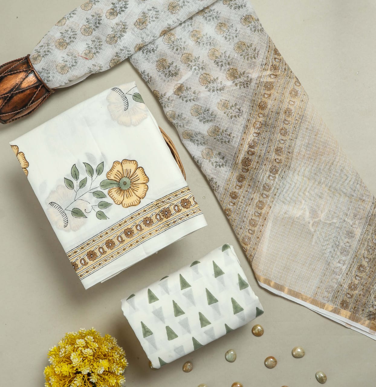 DESIGNER HAND BLOCK PRINT PURE COTTON SUIT WITH KOTA DORIA DUPATTA (3CKDYS101)