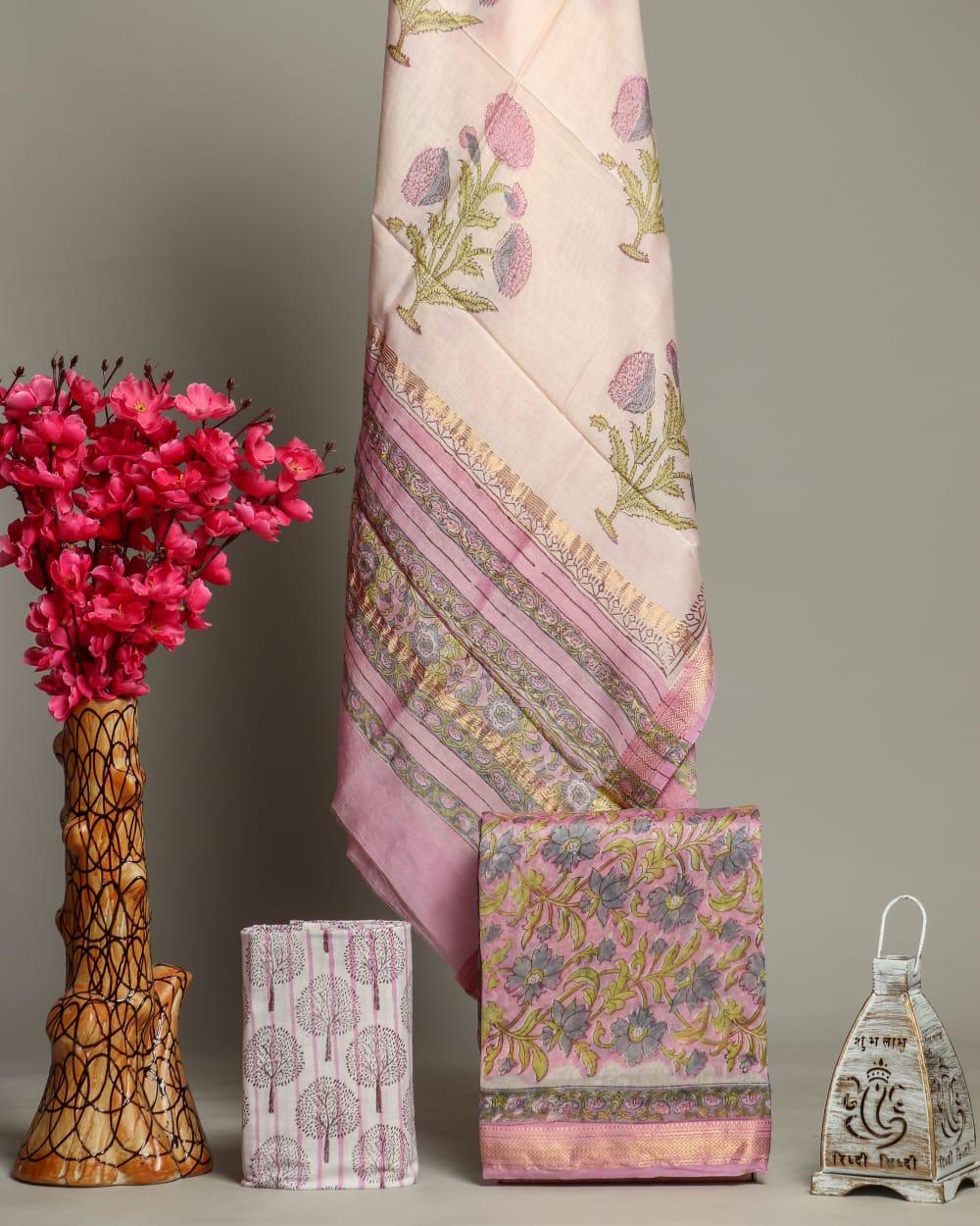 EXCLUSIVE HAND BLOCK PRINT MAHESHWARI SILK SUIT WITH MAHESHWARI SILK (MSLYS91)