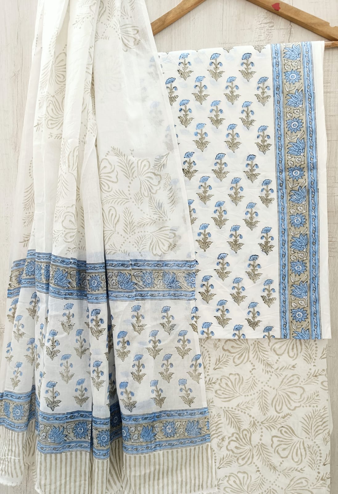 TRADITIONAL HAND BLOCK PRINT PURE COTTON SUIT WITH COTTON MULMUL DUPATTA( MALYS184)