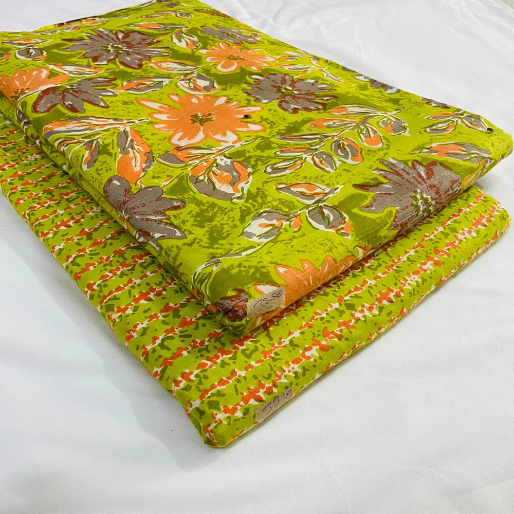 Traditional Hand block print Cotton top and bottom set (2PCYS31)