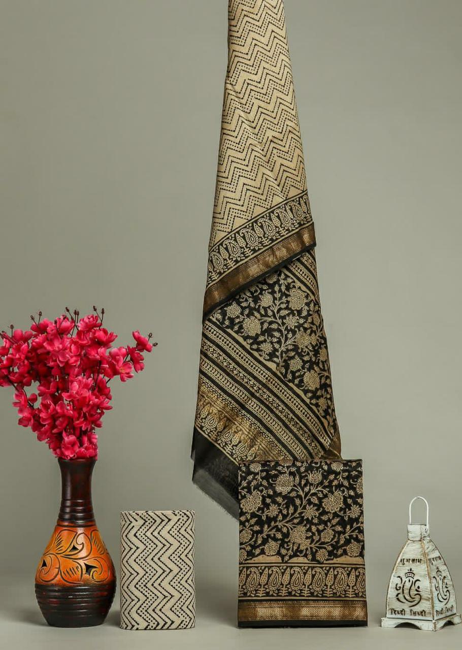 DESIGNER HAND BLOCK PRINT MAHESHWARI SILK SUIT SET (MSLYS60)