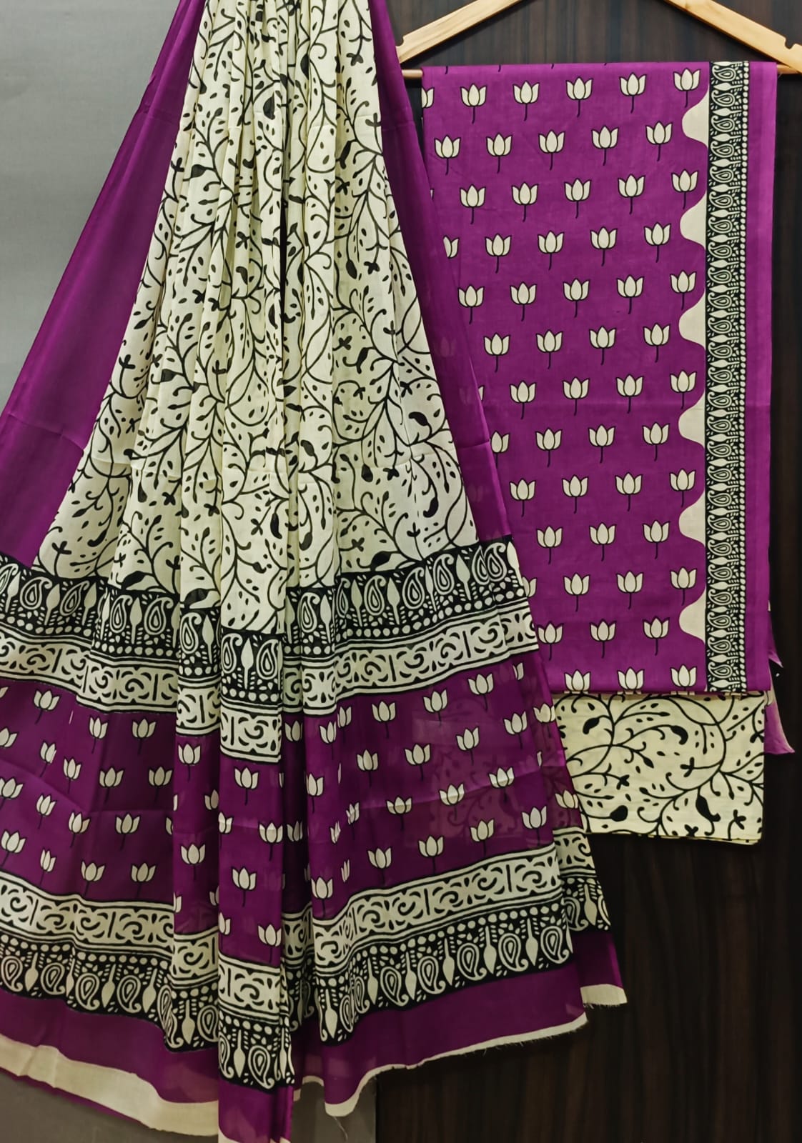 YUVI STYLE HAND BLOCK PRINT PURE COTTON SUIT WITH COTTO MULMUL DUPATTA (MALYS247)