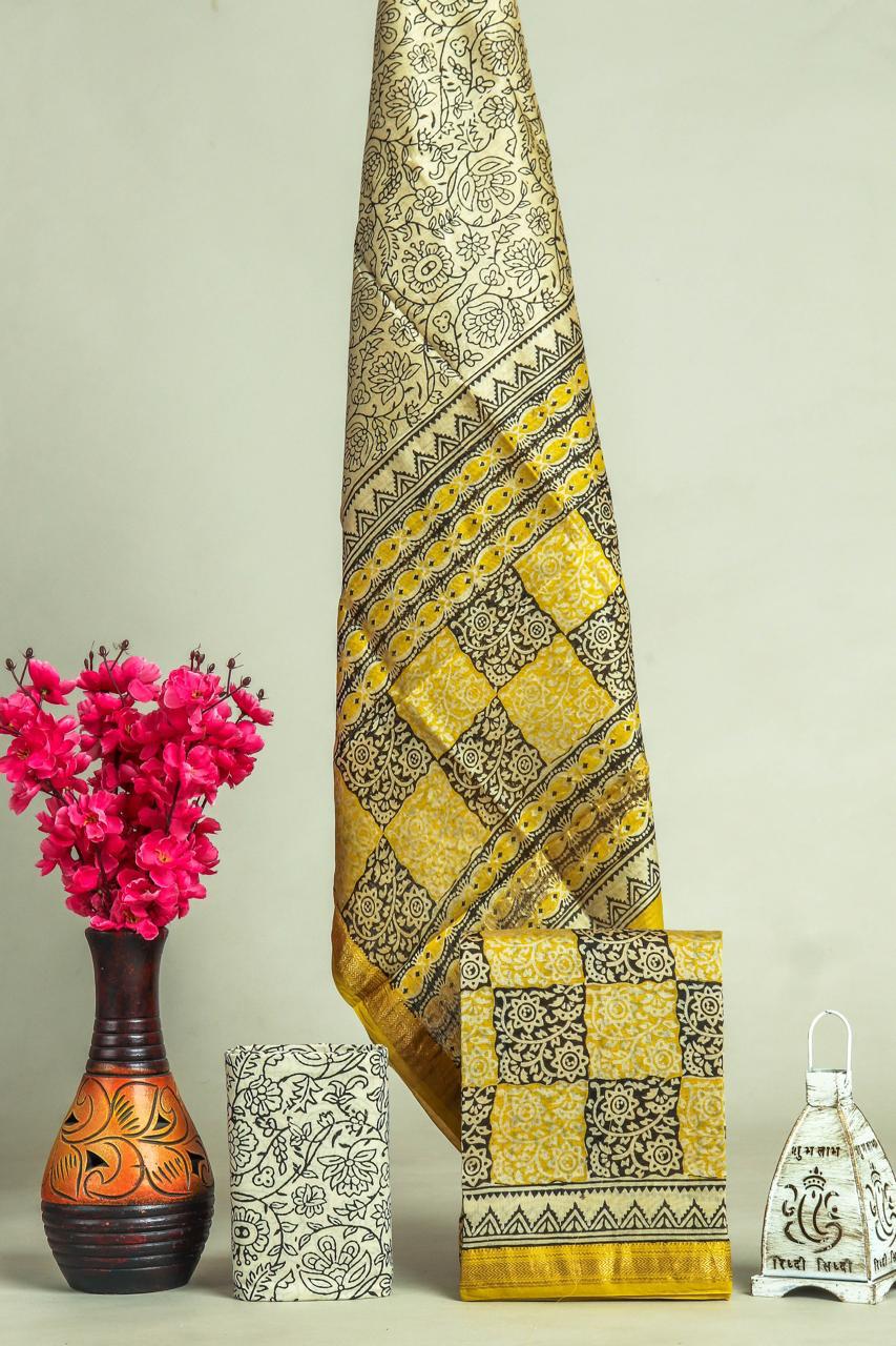 EXCLUSIVE HAND BLOCK PRINT MAHESHWARI SILK SUIT WITH MAHESHWARI SILK DUPPTA (MSLYS181)