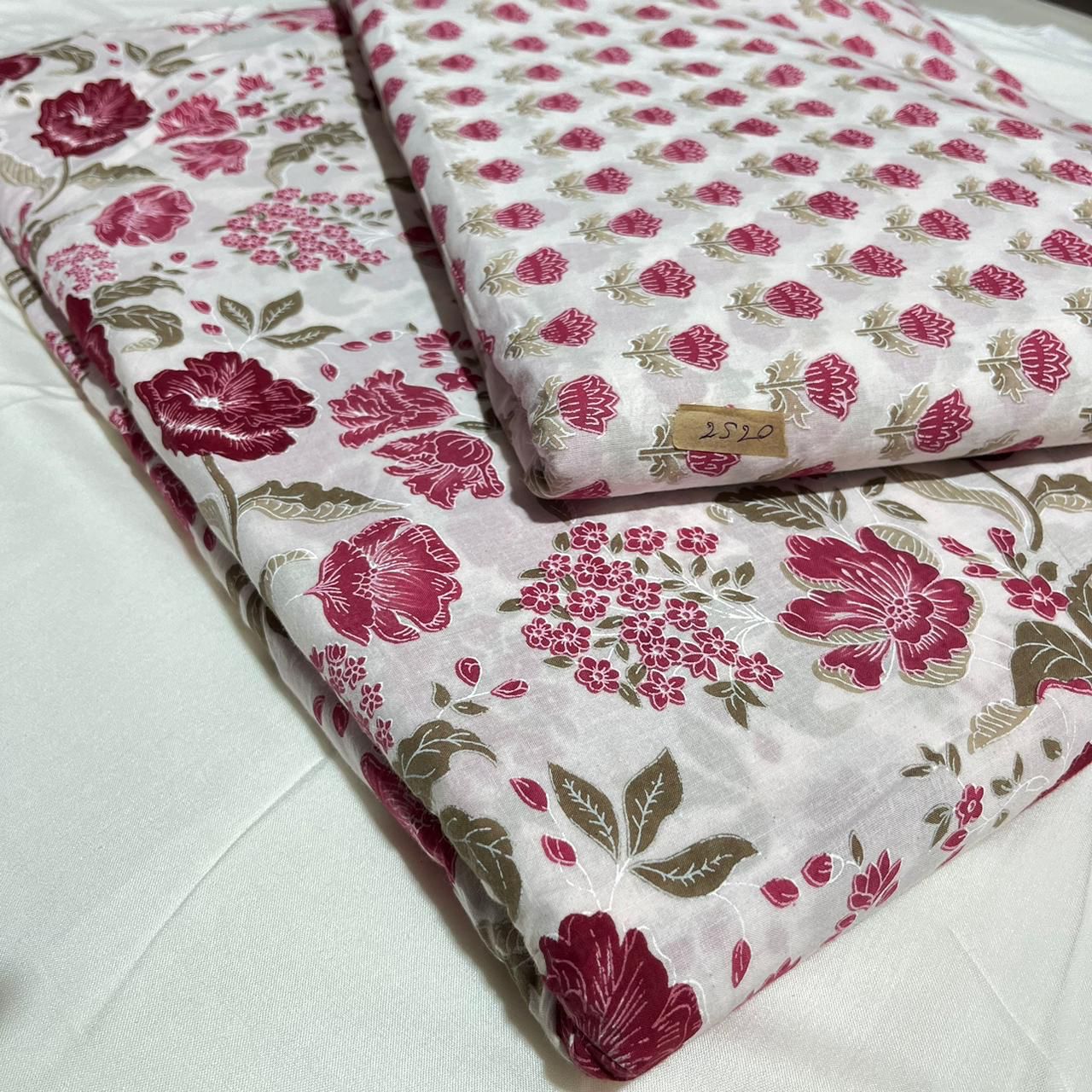 Traditional Hand block print Cotton top and bottom set (2PCYS50)