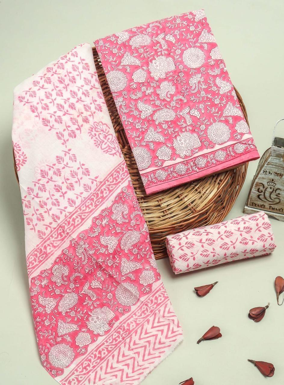 EXCLUSIVE HAND BLOCK PRINT PURE COTTON SUIT WITH COTTON MULMUL DUPATTA (MALYS111)