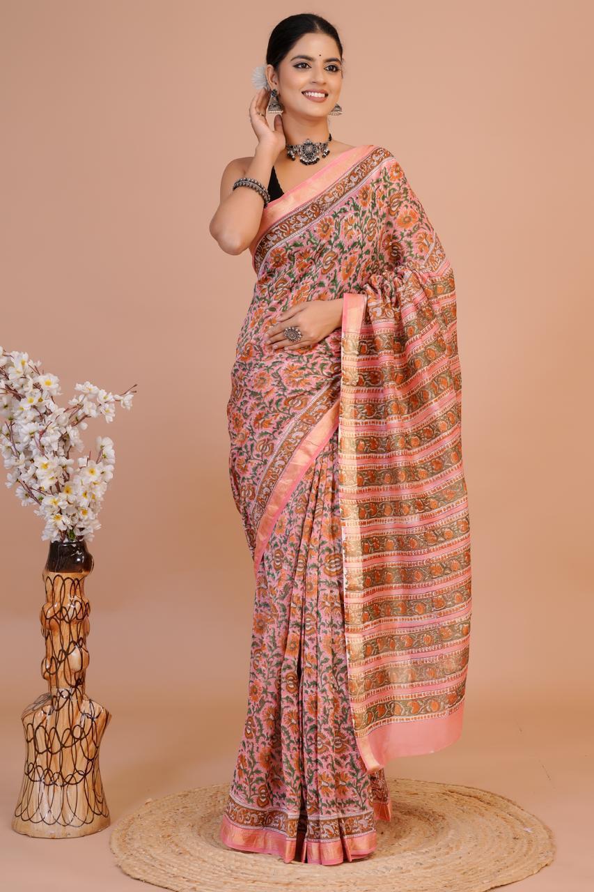 EXCLUSIVE HAND BLOCK PREMIUM MAHESWARI SILK SAREE (MSYS38)